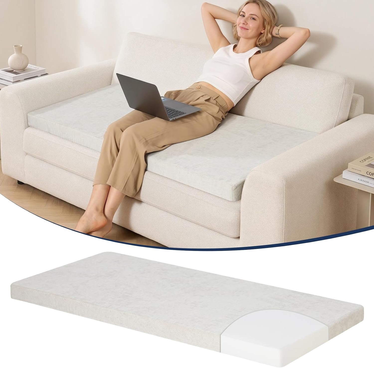 idee-home Sofa Topper Pad for Couch Cushion Support 59 x 27.5 in