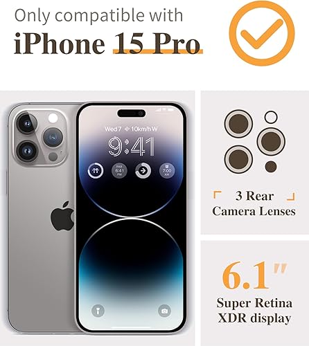 Miniatura 9 de GVIEWIN Funda floral para iPhone 15 Pro Max, con 2 protectores de pantalla y 2 protectores de lente de cámara, policarbonato duro + TPU parachoques