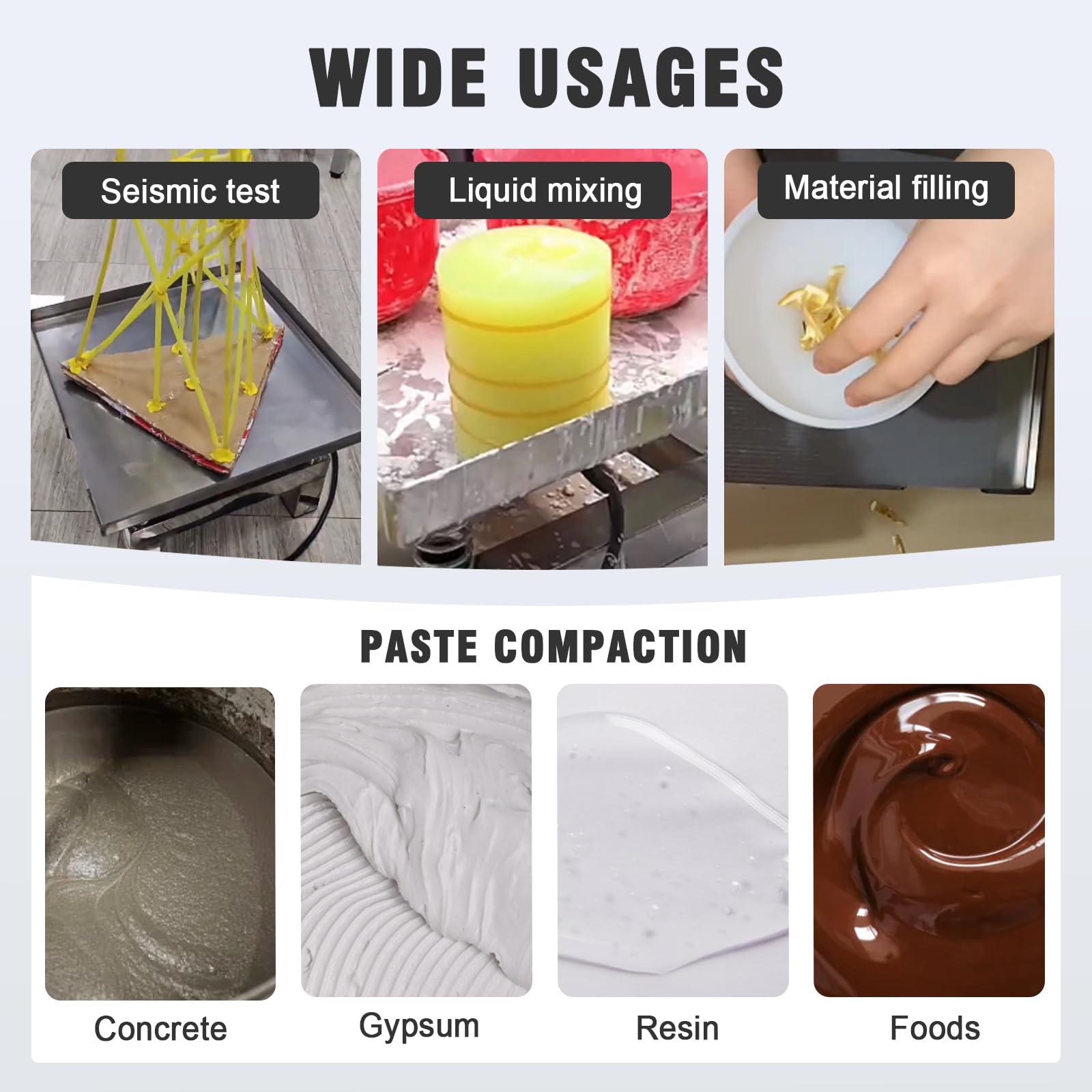 YUCHENGTECH Tavolo Vibrante Calcestruzzo 35x35cm 3000-3600rpm 50W | Tavolo Vibrante Laboratorio per Cemento, Calcestruzzo, Resina, Gesso e Cioccolato, Capacità 10kg