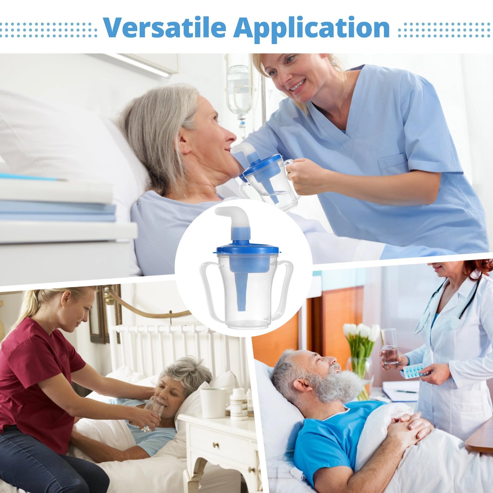 Dysphagie Trinkbecher, 5 cc bis 15 cc Durchflusssteuerung, auslaufsicherer Ausguss, Doppelgriffe, tragbar und langsam dosierend für Zuhause, Bett, Krankenhaus, Senioren und Pflege im Alltag