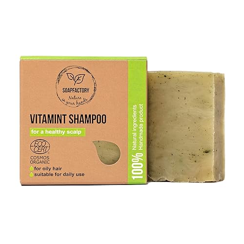 Soap Factory - Barra de champú sólida orgánica con ortiga y menta para un cuero cabelludo saludable, jabón para el cabello para hombres y mujeres,