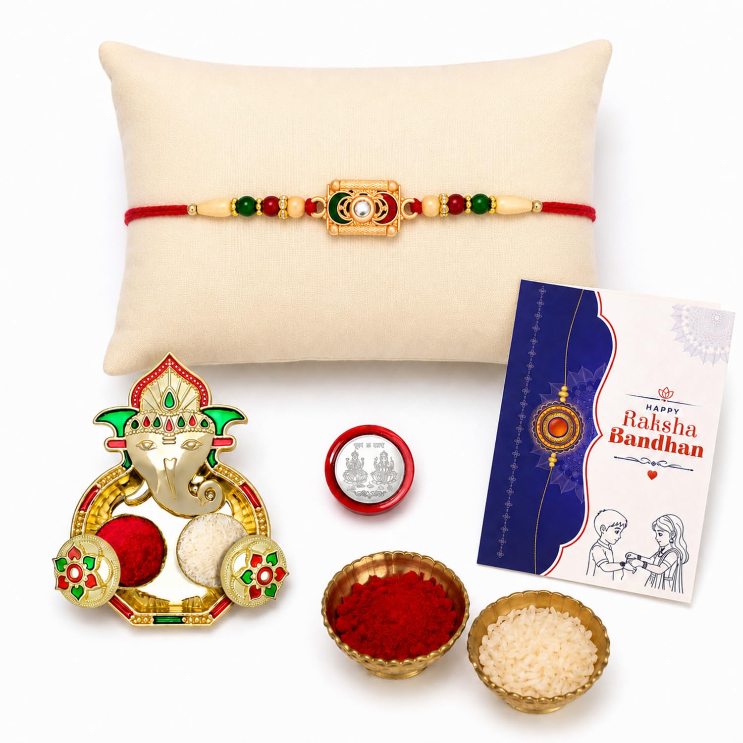 Rakhi Set with Flute & Peacock - Raksha Bandhan Gift -8