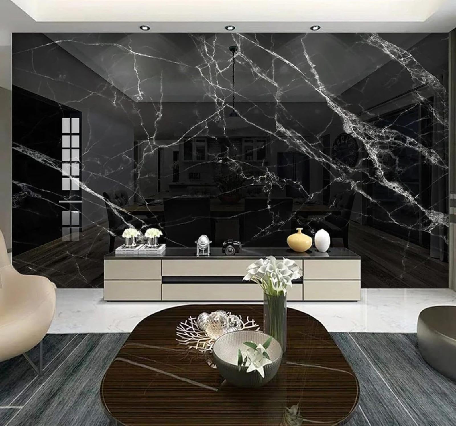 XLMING Abstract Pattern Marble Effect Art Unique 3D Wallpaper Luxury Silk Study Dining Feature Sofa Grey Bedroom Living Room Tv Decorative Wall-400cm×280cm