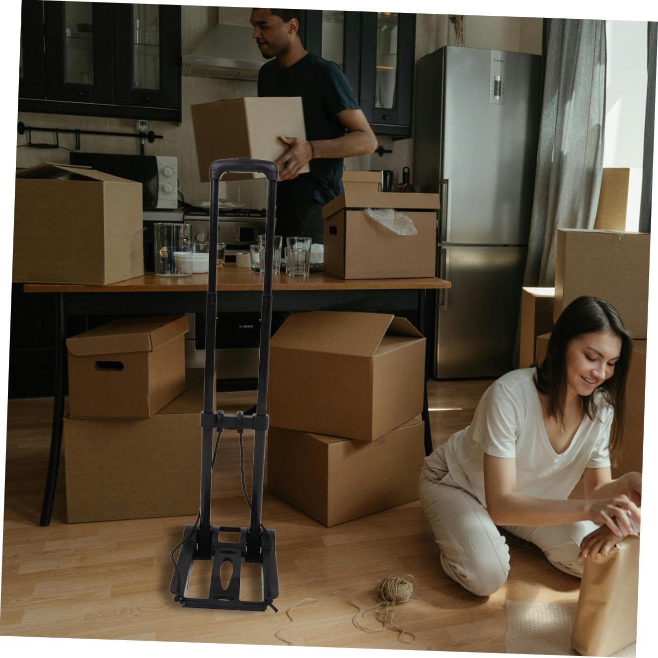 Healvian Carrito de Compra Portátil Plegable Pequeño Ruedas Dobles Base de Plástico Reforzado y Cordón Elástico Ajustable para Equipaje y Traslado Fácil en Viajes y Mudanzas
