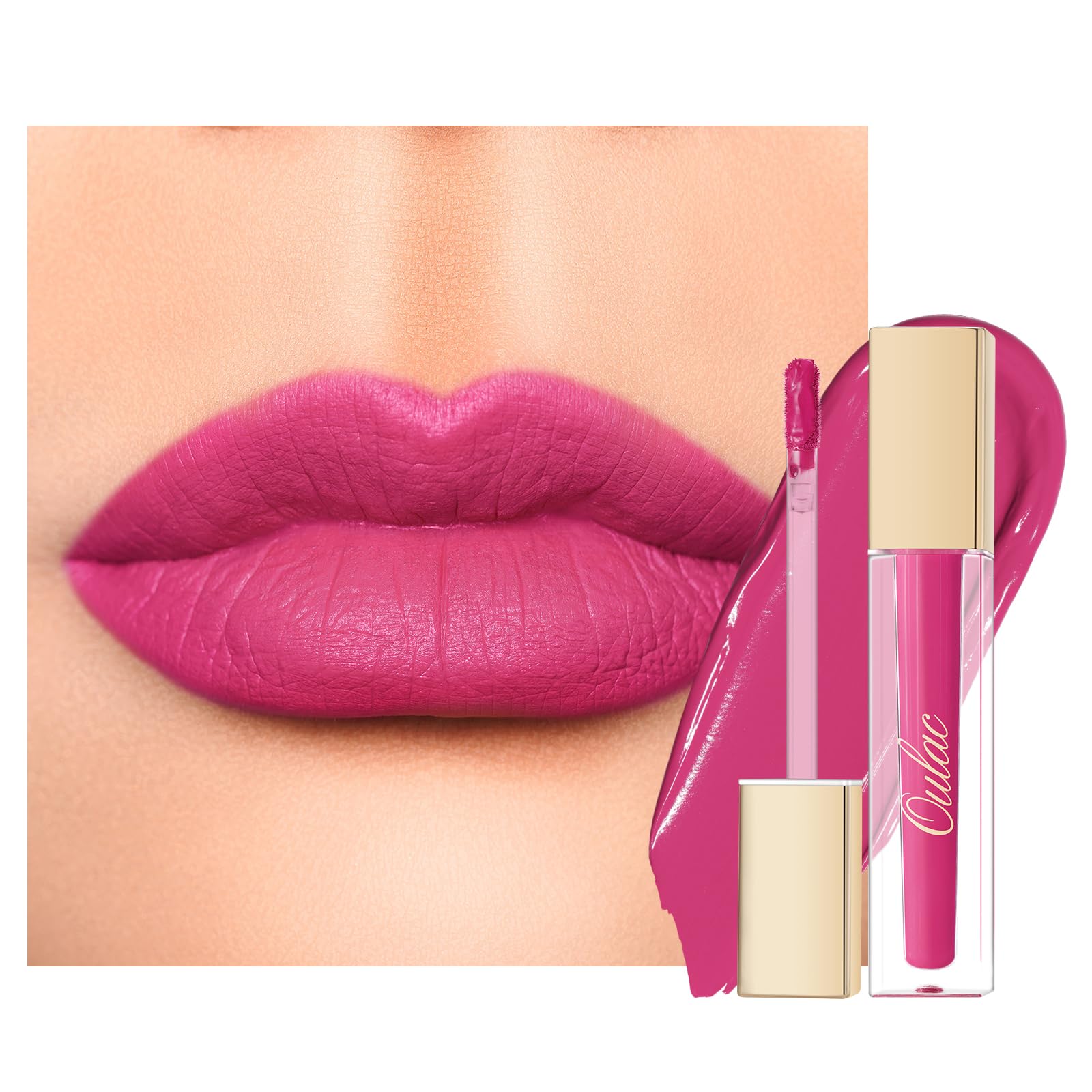 Oulac Matte Pink Lipstick for Women Liquid Lip Gloss Long Lasting Lip Stain, High Impact Lipcolour