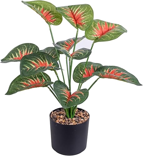 GreensCharm Plantas artificiales en maceta de 15 pulgadas, plantas artificiales realistas de color verde para el hogar, oficina, casa, escritorio,