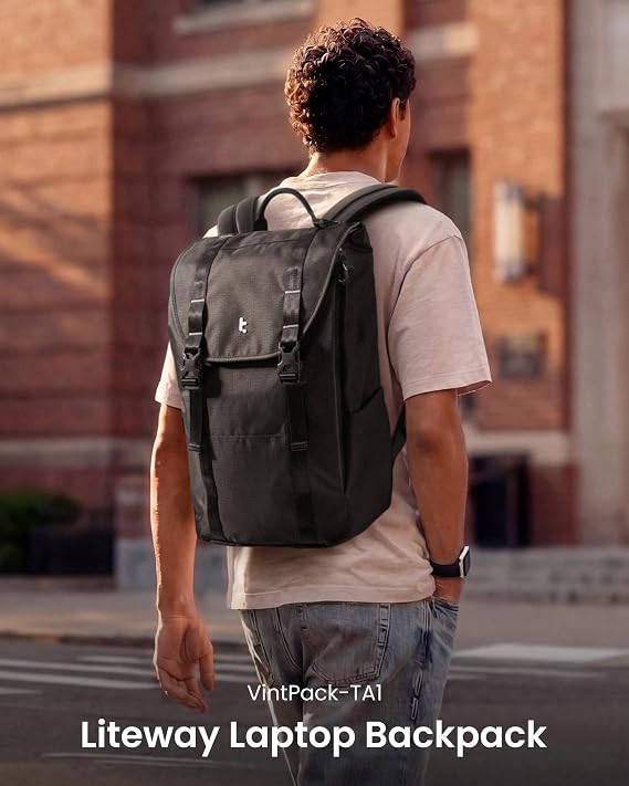 tomtoc Flap Laptop Backpack, Lightweight Water-Resistant Casual Daypack 22L