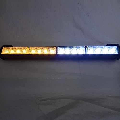 Miniatura 5 de barra de luz estroboscópica con 16 LED de emergencia de 18 pulgadas, para vidrios de vehículos, ÁmbarBlanco