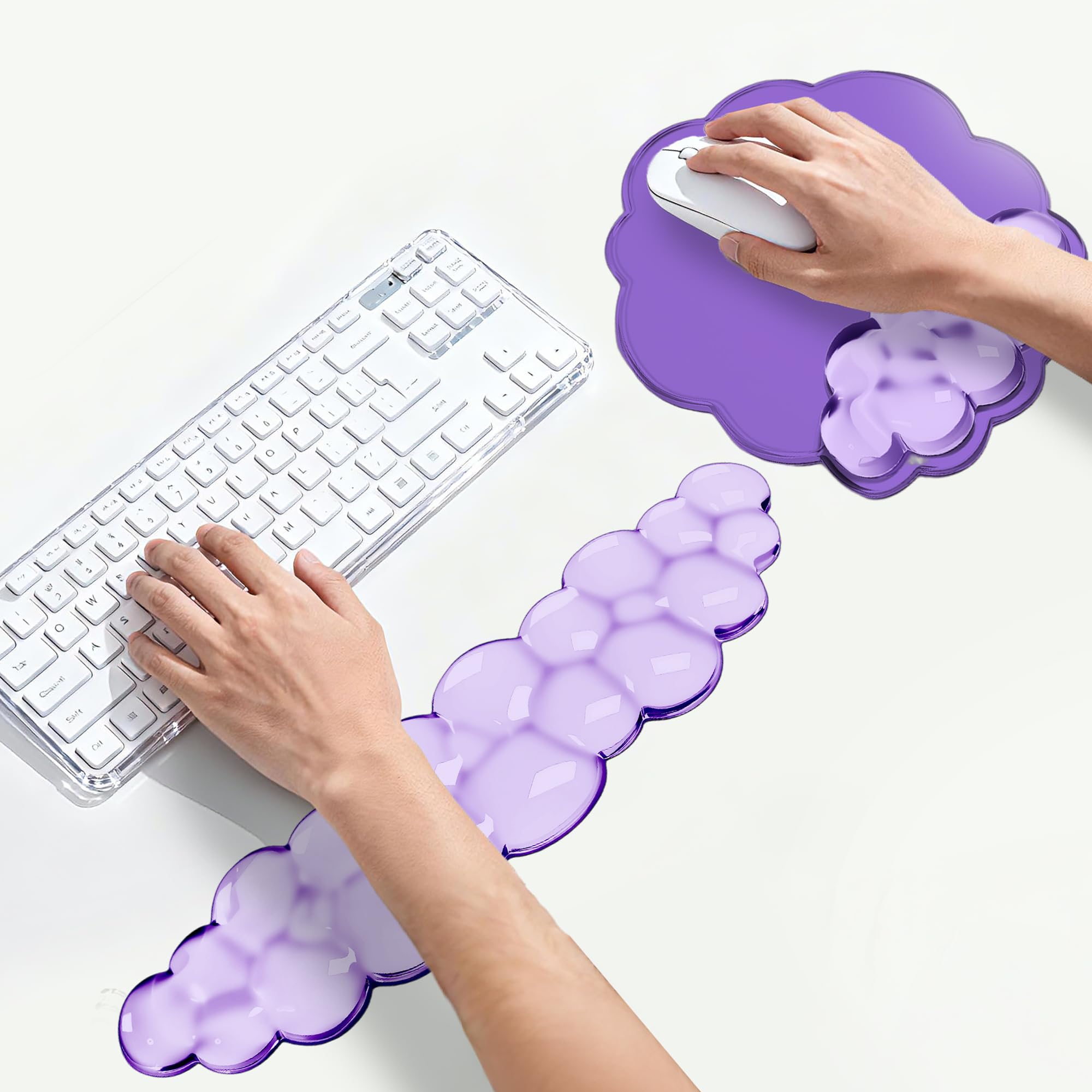 Keyboard Wrist Rest Set Ergonomic Cloud Wrist Rest Keyboard and Mouse Pad Non-Slip Desk Accessories for Office and