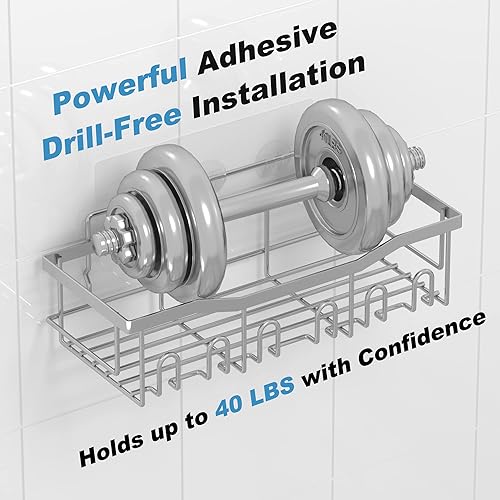 Miniatura 4 de CHEMPFR Organizador de ducha paquete de 6 Estante de ducha a prueba de óxido, organizador de baño con soportes para jabón, soporte para cepillo de
