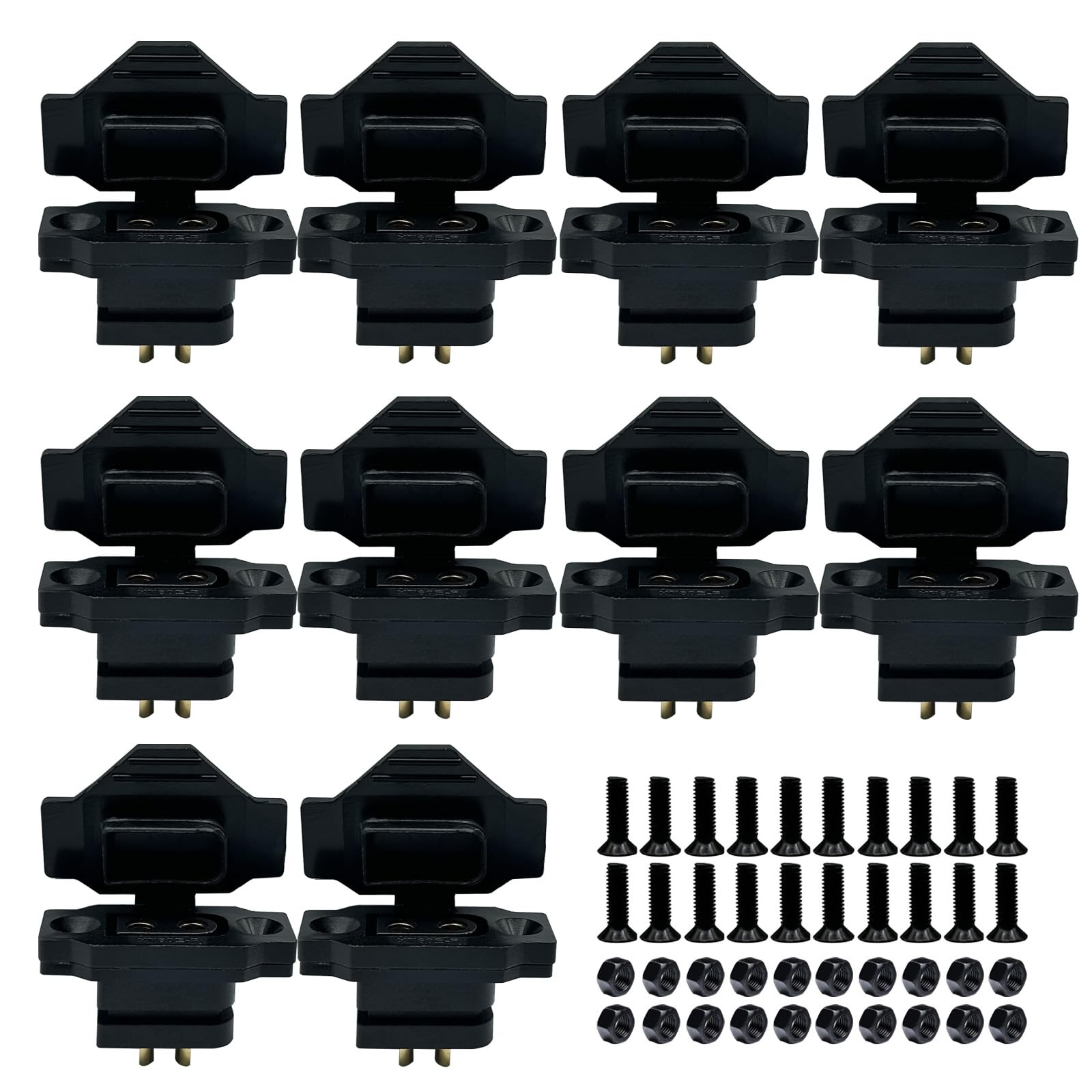 10pcs XT60E-F Female Plug XT60h XT60 Male Bullet Connector with PVC Protective Sleeve Dust Cap for RC Aircraft Drone Accessories (Black)