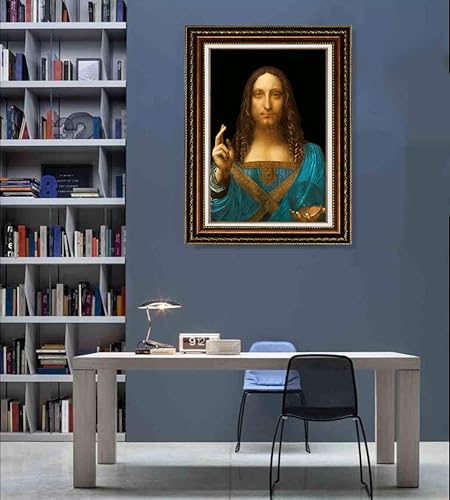 Miniatura 3 de ELITEART -Salvator Mundi por Leonardo Da Vinci Reproducción de pintura al óleo Giclée Wall Art Impresiones en lienzo tamaño marcado 22 x 30 pulgadas