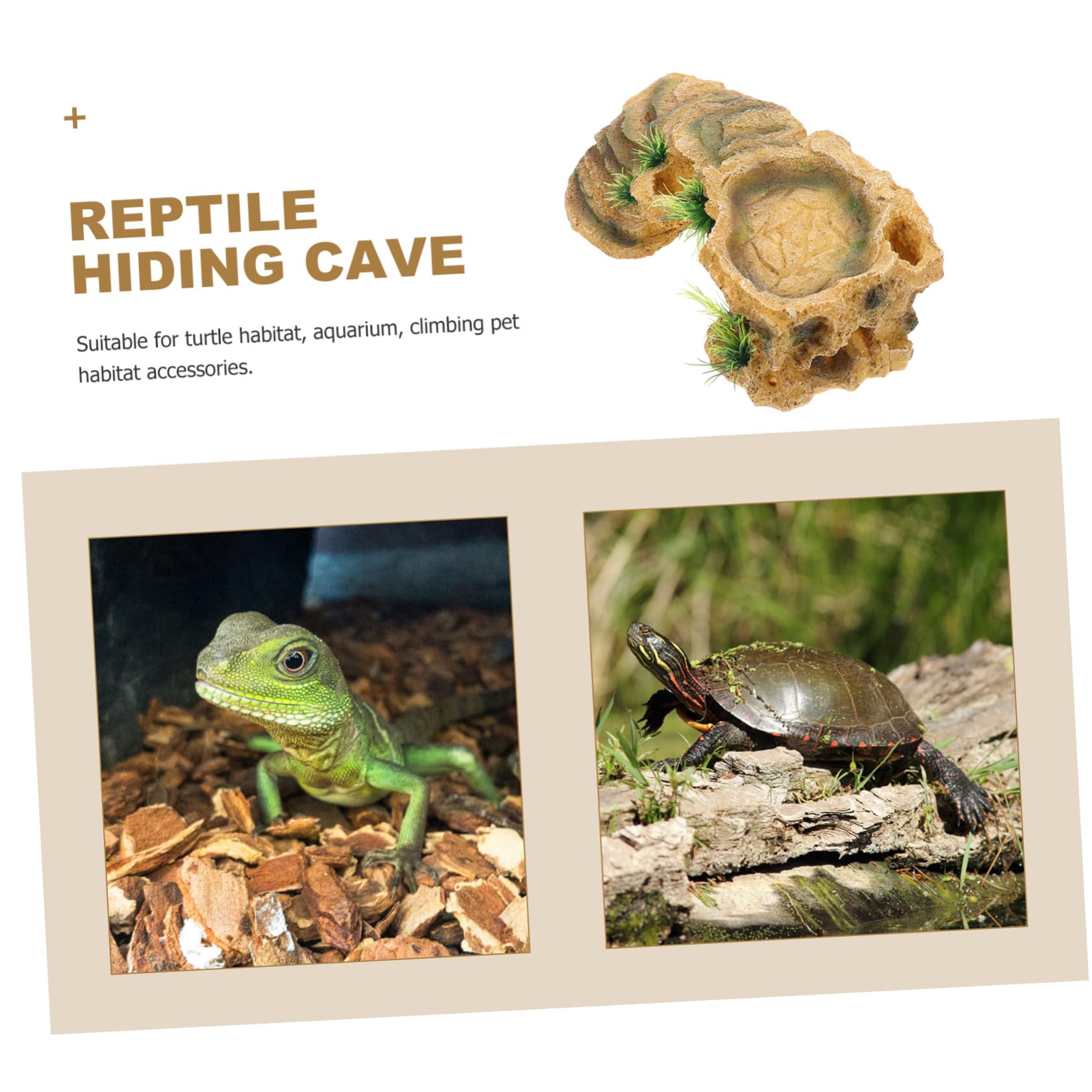 DOITOOL Terrarium Zubehör für Schildkröten aus Kunstharz Schlange Sonnenplattform mit Sicherem Versteck und Gemütlicher Höhle als Aquarium Dekoration im Schildkröten Habitat