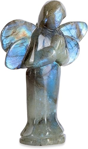 Estatuilla de ángel de cristal de labradorita de 3 pulgadas, estatuas de hadas, regalos de ángel de luz chispeante para decoración del hogar,