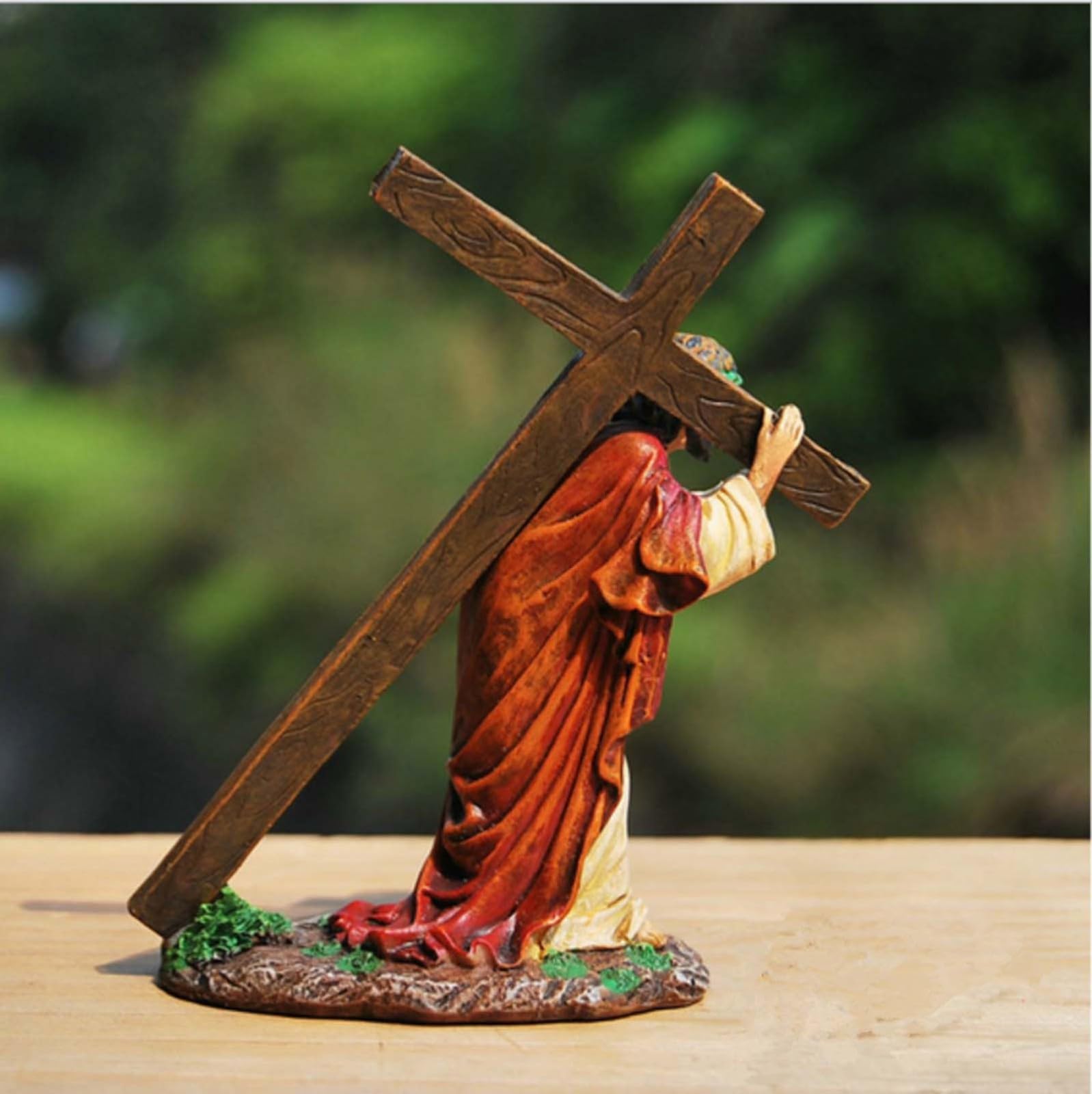 Amazon.com: Jesus Cross Figure Resin Jesus Carrying Cross on the