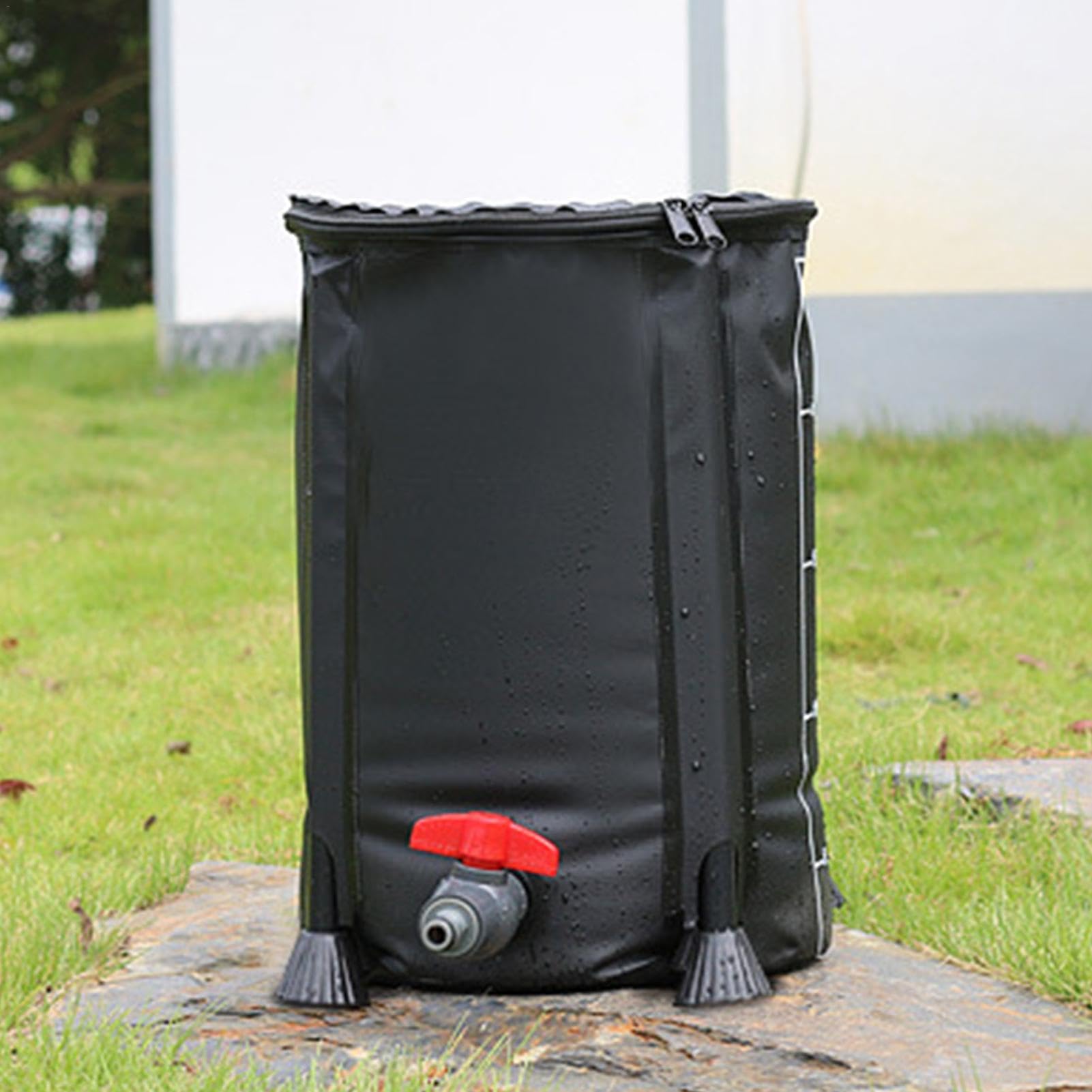 Colector de agua de lluvia – Barril de lluvia plegable con gran capacidad | práctico diseño de cremallera, cubo de recogida de lluvia con prevención de desbordamiento para lavado de coches, granja,