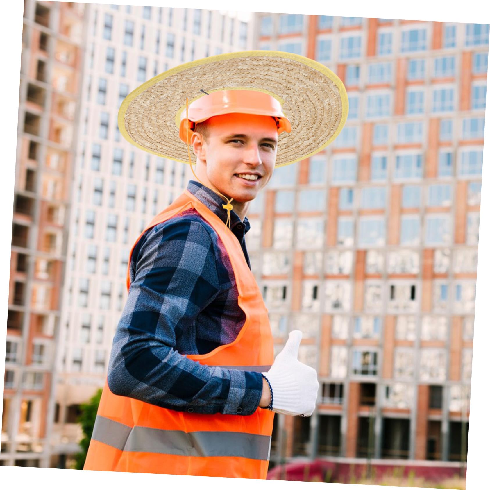 2 Stück Sonnenschutz für Schutzhelme mit Breiter Krempe | Wheat Straw, Leichtes Design, für Helm und Hard Hat, Bauarbeiter, Garten, Fahrrad Zufällige Farbe