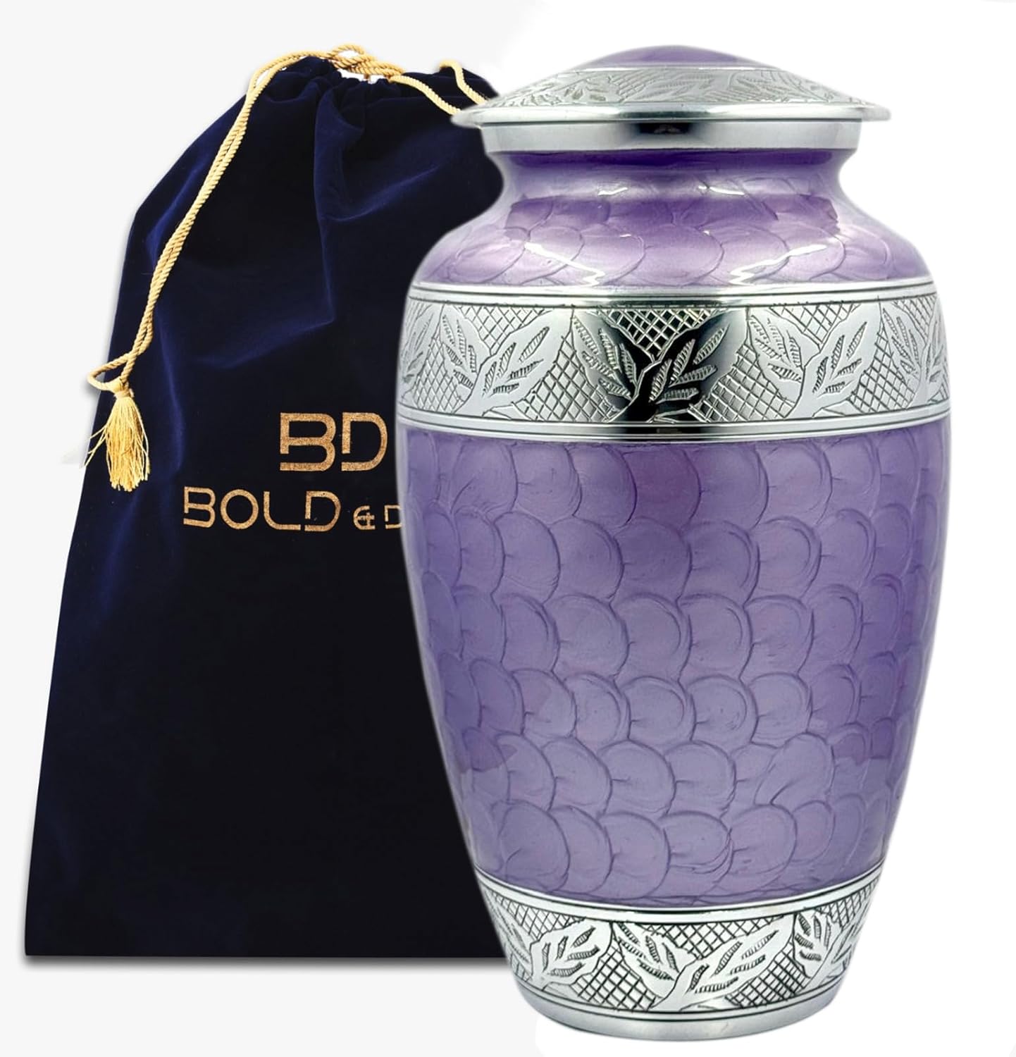 Handcrafted Urn for Ashes Adult Male and Female - Cremation Urns for Human Ashes Adult Man and Woman - Decorative Funeral Urns - Memorial Urn with Light Purple Finish