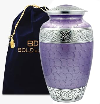 Handcrafted Urn for Ashes Adult Male and Female - Cremation Urns for Human Ashes Adult Man and Woman - Decorative Funeral Urns - Memorial Urn with Light Purple Finish