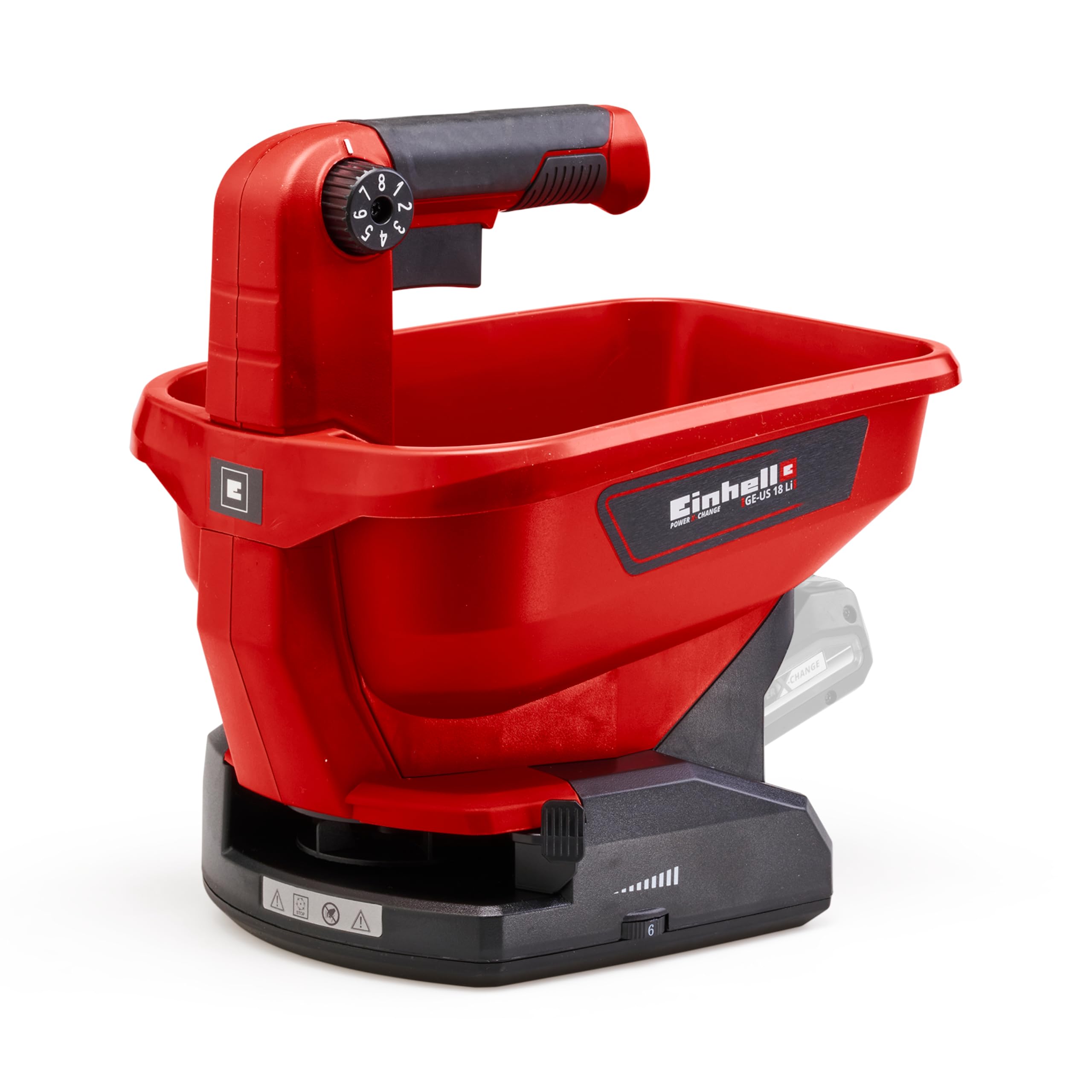 Einhell Esparcidor universal - GE-US 18 Li-Solo Power X-Change - 3,3 L, control de velocidad de 6 pasos, 8 configuraciones de volumen de esparcimiento | PXC - Depósito de 3,3 litros | electrónica de velocidad de 6 etapas | 8 niveles de regulación de la di