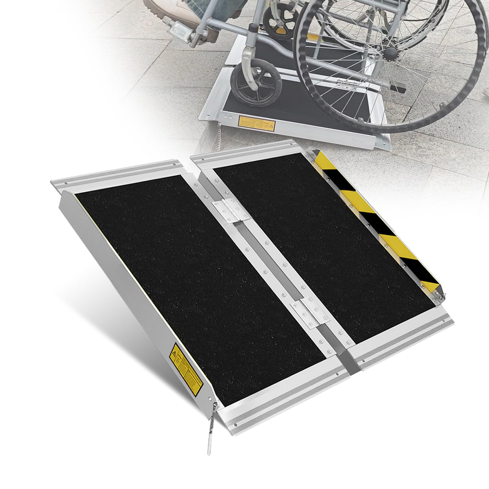 Protable Wheelchair ramp 2FT,Non-Slip Folding Aluminum Handicap Ramps,Threshold Ramps for Home,Holds up to 800lbs,Wheelchair ramp for Steps,Mobility Scooter,Stairs,Doorways (Non-Slip 2FT)