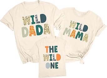 Family Trips Matching Shirts Wild One Print Tee Safari Animal Theme Parent-Child Outfit