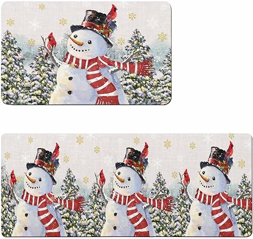 Winter Snowman Bath Mat for Tub,Non Slip Bathroom Floor Runner Rug Quick Dry & Absorbent Diatomaceous Earth Shower Sink Bedroom Kitchen Washable