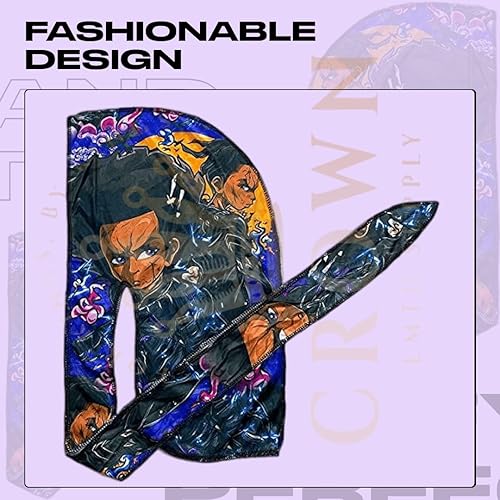 Miniatura 7 de Art Silky Durag con colas largas y anchas, durags de tela de seda suave satinada para mayor comodidad y compresión