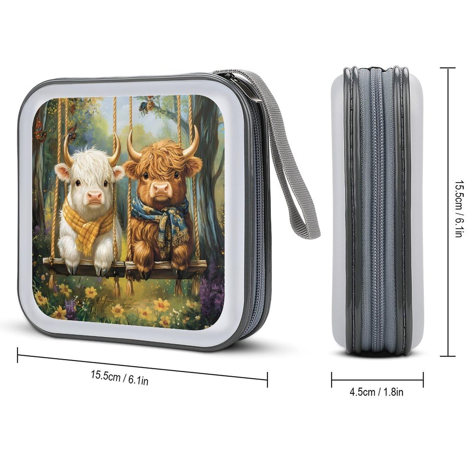 Highland Cow CD Case Portable DVD Holder Storage Organizer for Home Travel