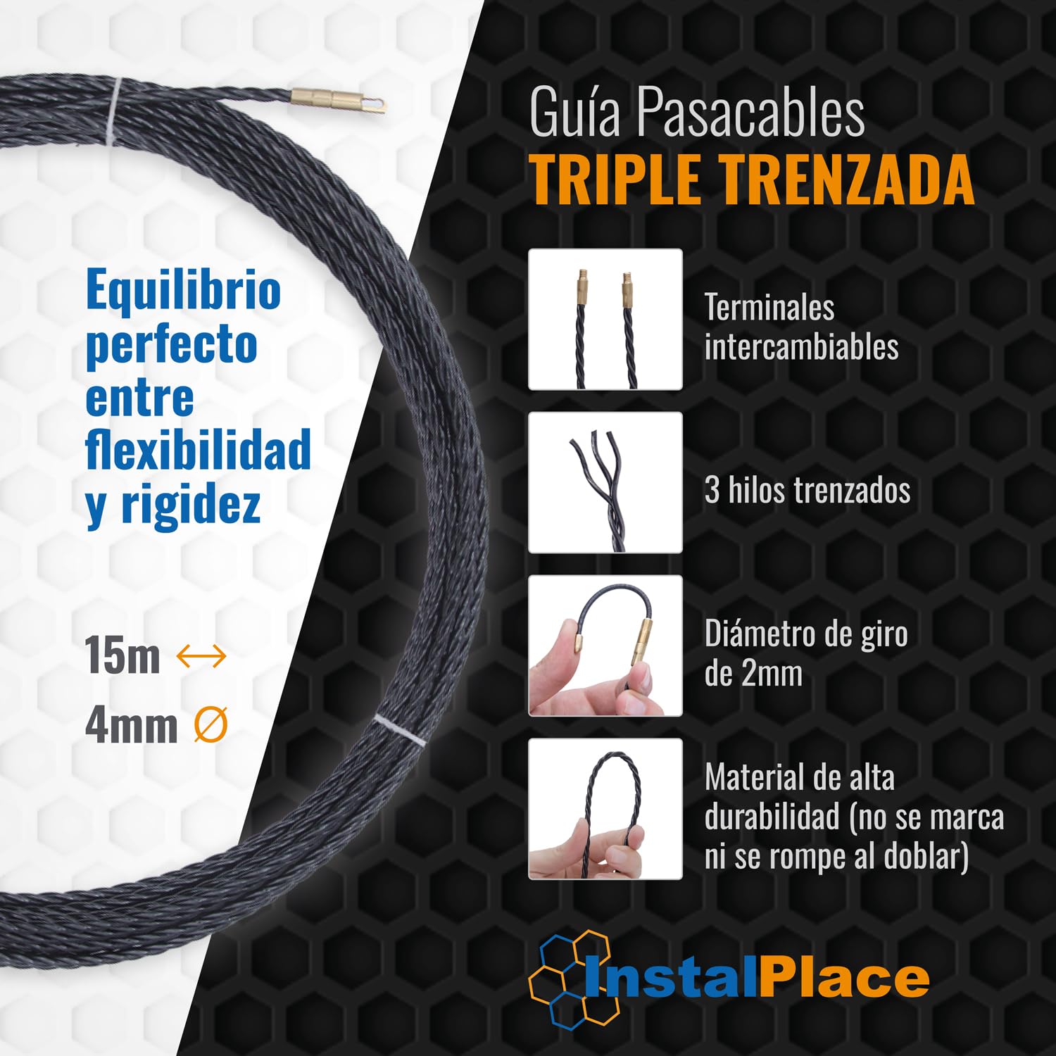 Anguila BRICO - Passacavi intercambiabili con accessori, diametro 4 mm, 15 m