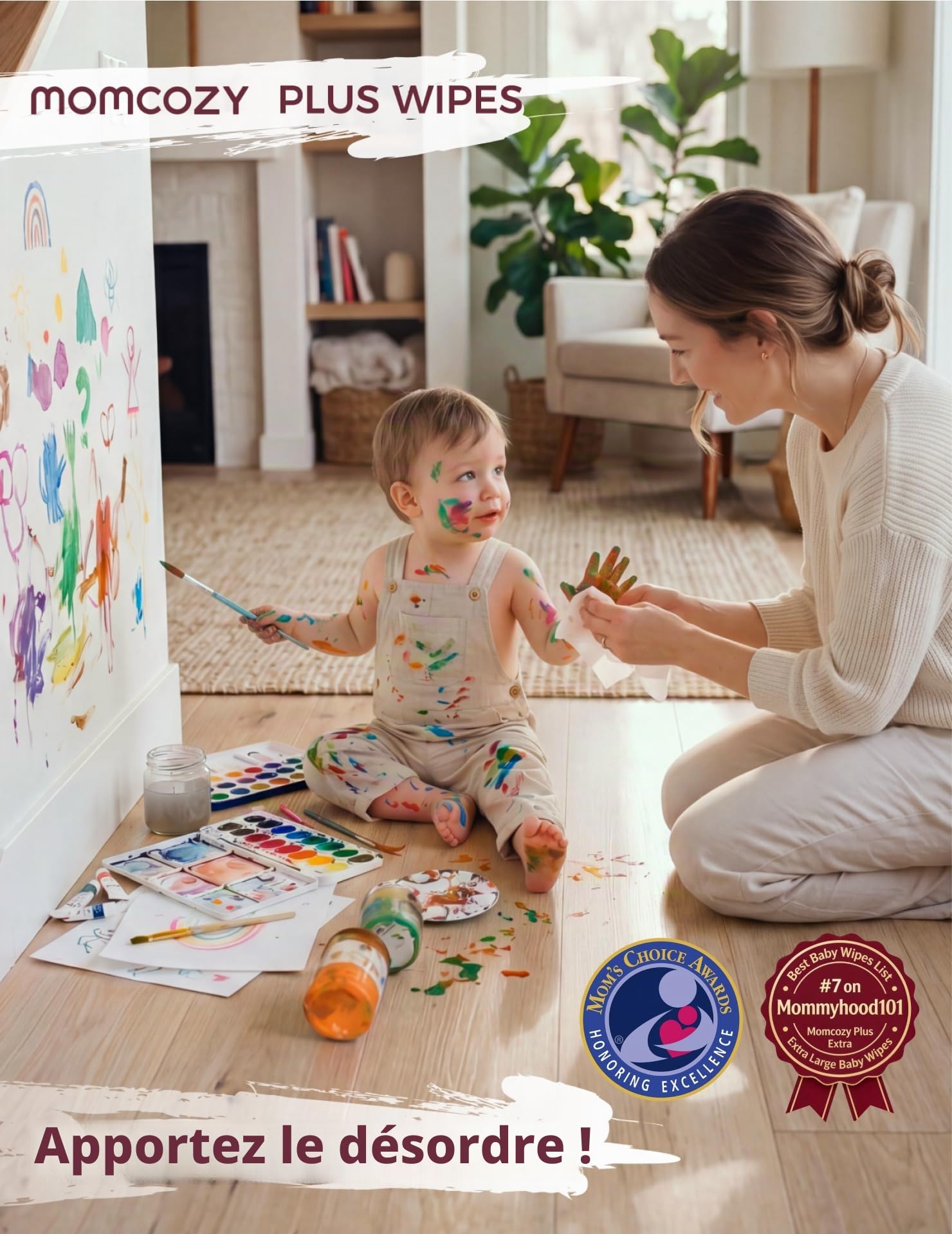 Momcozy Lot de 8 paquets de lingettes nettoyantes pour bébé - Design extra large - 99 % à base d'eau - Sans parfum et hypoallergéniques - Lingettes nettoyantes et hydratantes pour peaux sensibles