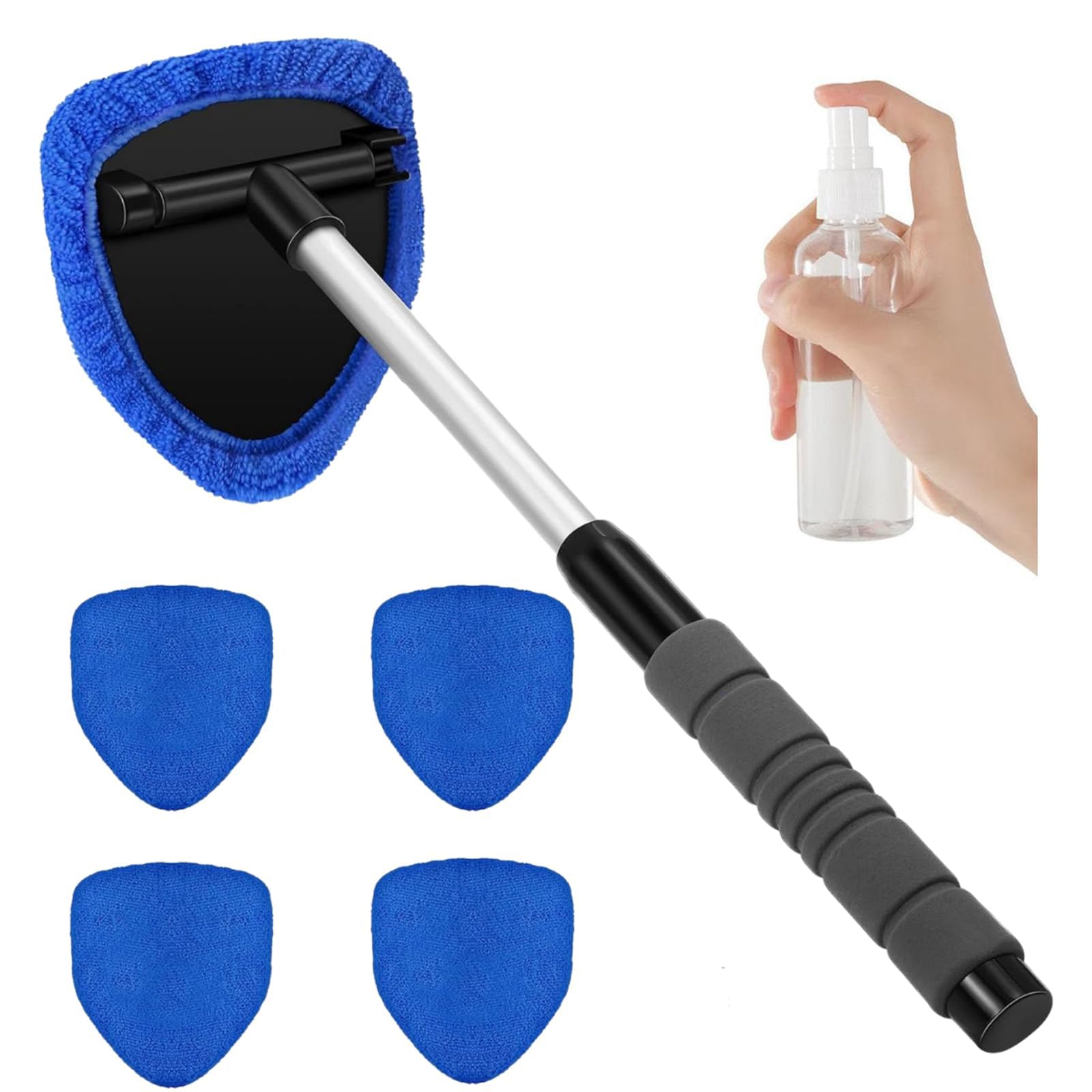 YUANQI Car Windscreen Cleaner, 4 Reusable and Washable Microfiber Pads, Windshield Cleaning Wand Tool with Telescopic and Extendable for MG TF 135 TF 120 TF 115 TF 160