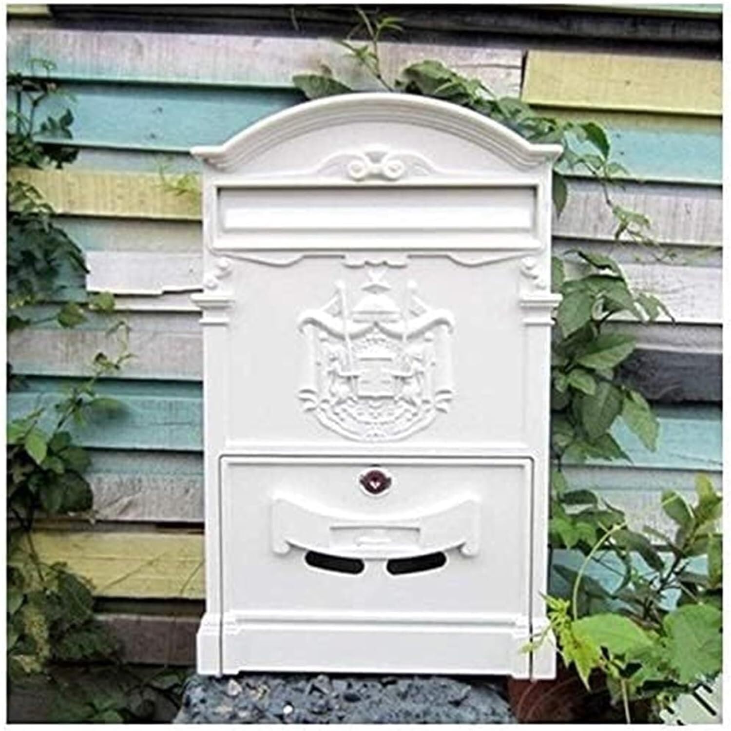Boîte à courrier en aluminium moulé vintage blanc résistant