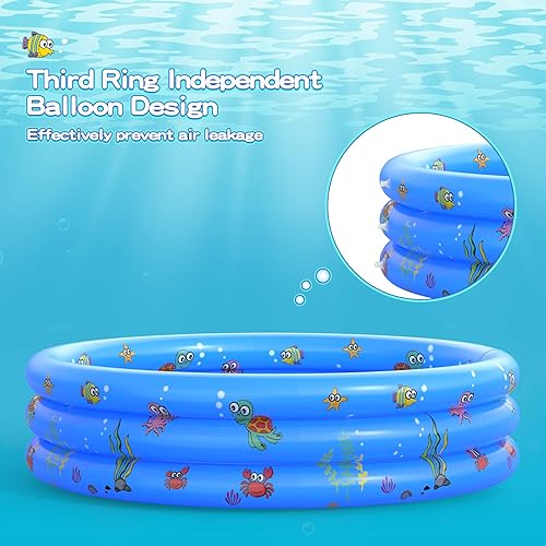 Miniatura 4 de Piscina inflable redonda y portátil para bebés y niños para chapotear de uso en interiores y exteriores para usar como centro de juegos para niños y