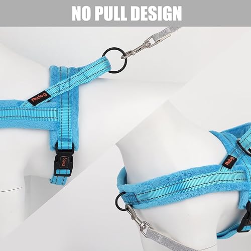 Miniatura 4 de Didog - Arnés chaleco de franela suave acolchado para perro, a prueba de escapeajuste rápido, correa reflectante para perro, fácil para caminar