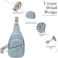 Vista 18 de Telena Bolso bandolera para mujer, bolso cruzado para mujer, cangurera de cuero vegano con correa ajustable