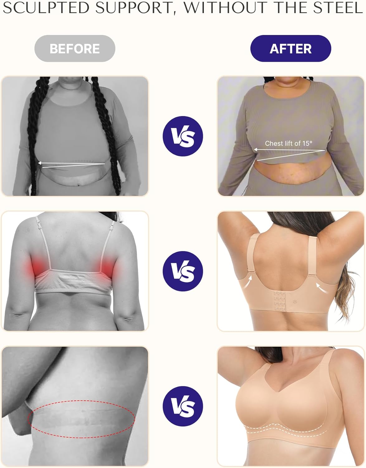 SHAPELLX Wireless Bra for Women Seamless Comfortable No Underwire Supportive Minimizer Bras - Image 2