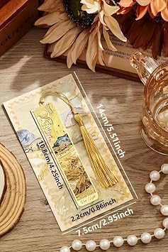 Kolbi Craft,Nilüferler Van Gogh Püsküllü Altın Renk Metal Kitap Ayracı Hediyelik Sanatsal