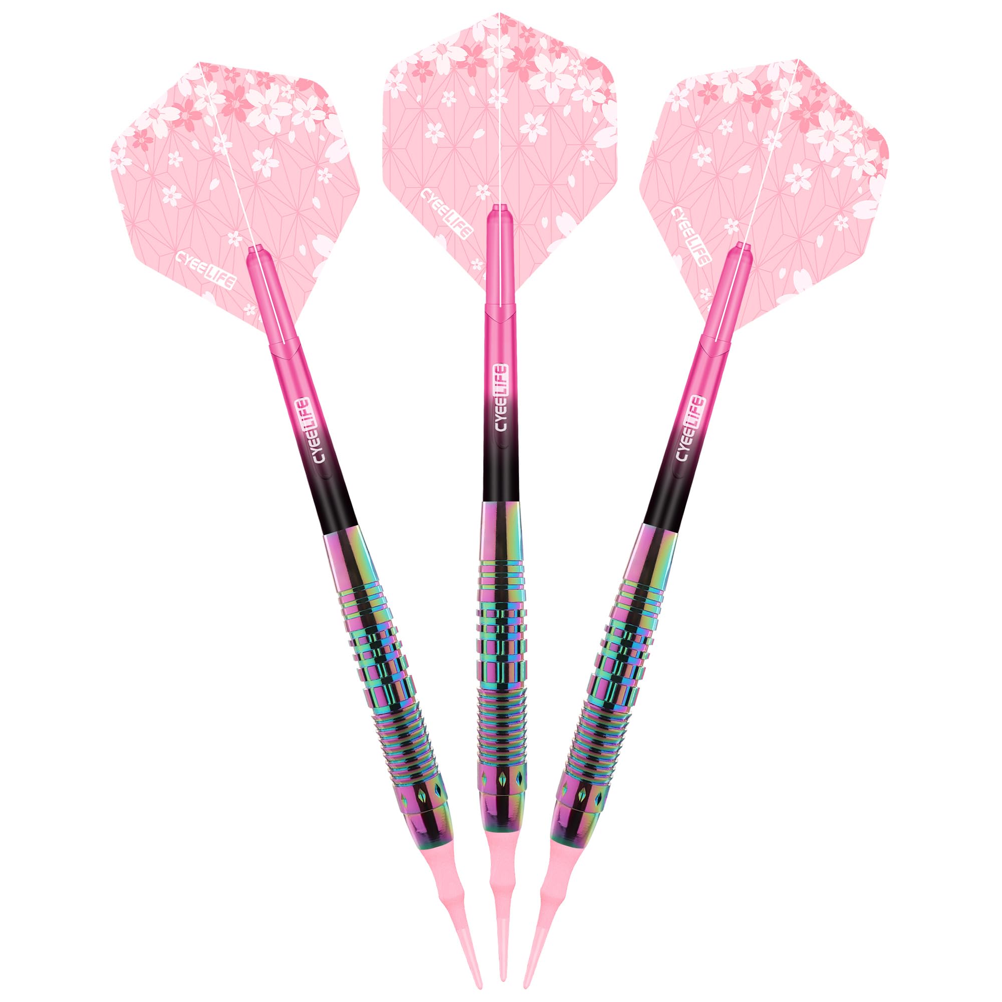 CyeeLife Fléchettes avec Pointe en Plastique,3 Pièces Professionnelles Softdarts pour Cible électronique,Set de fléchettes avec 6 fléchettes + 6 Flights + 1 Dart Case