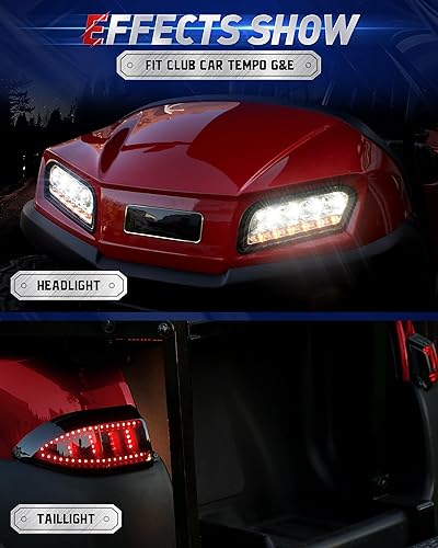 Miniatura 8 de NOKINS Kit de luz LED Tempo para Club Car, faro de lujo para carrito de golf, ajuste de haz bajoalto, carga USB QC3.0, luz trasera de señal de giro