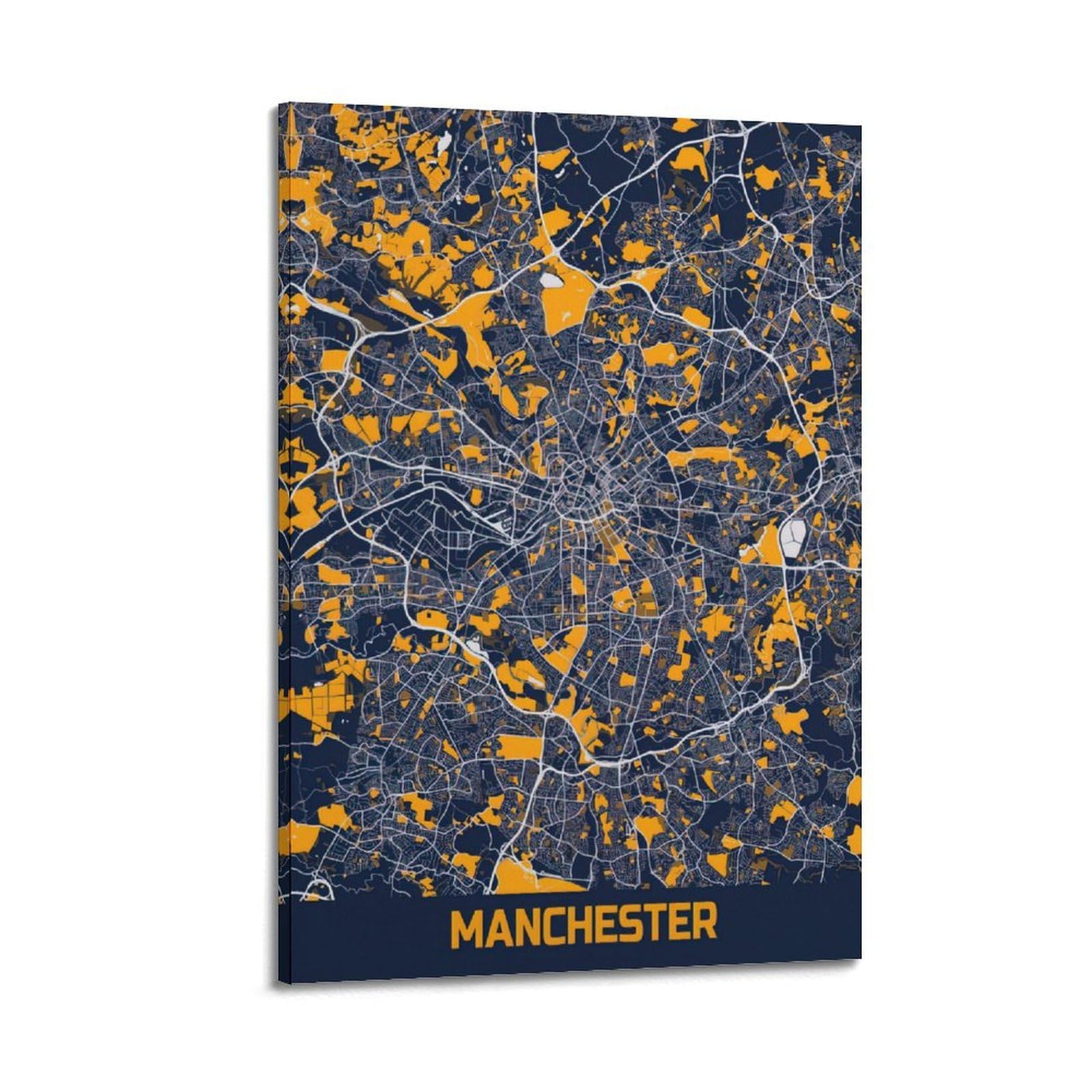 OKAHYS Map Poster Europe United Kingdom Manchester Decorative Painting Canvas Wall Artworks Picture 20x30inch(50x75cm)