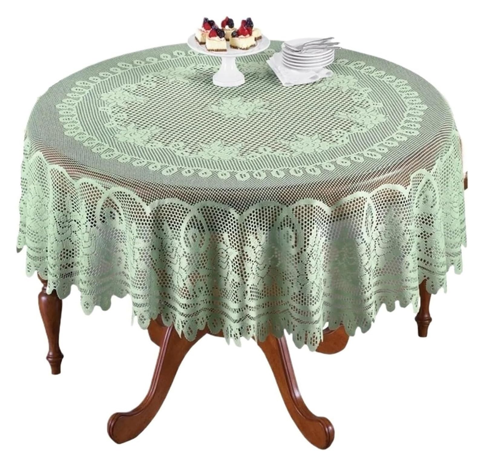 Tablecloth Round Polyester Tablecloth 180cm 70 inches Multicolor(Green)