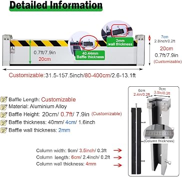 Reusable Aluminum Flood Barriers Dam for Basement & Garage, Flood Protection Barriers/Mouse Guard for Outdoor/Indoor, Thickened Home Water Baffle(135x20cm/4.4x0.7ft/53.2x7.9in)