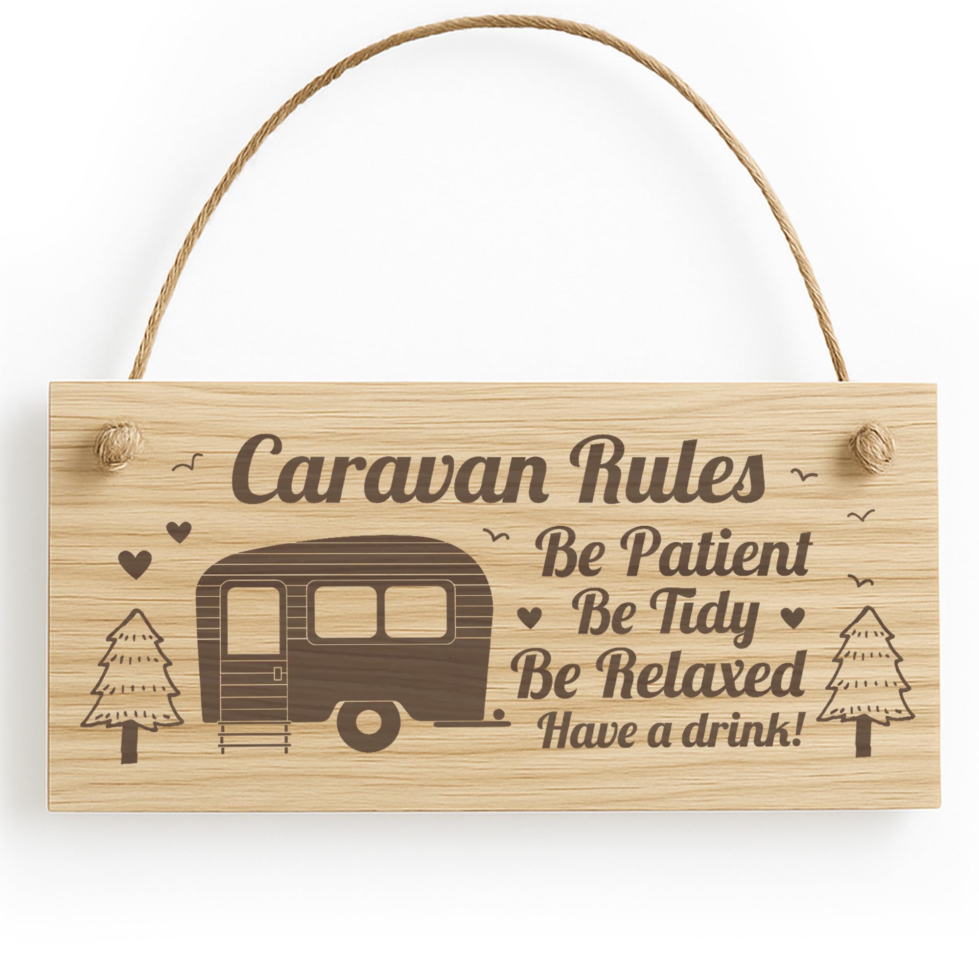 Red Ocean Funny Engraved Sign Caravan Rules Sign Friendship Gift For Him Her Retirement Gift