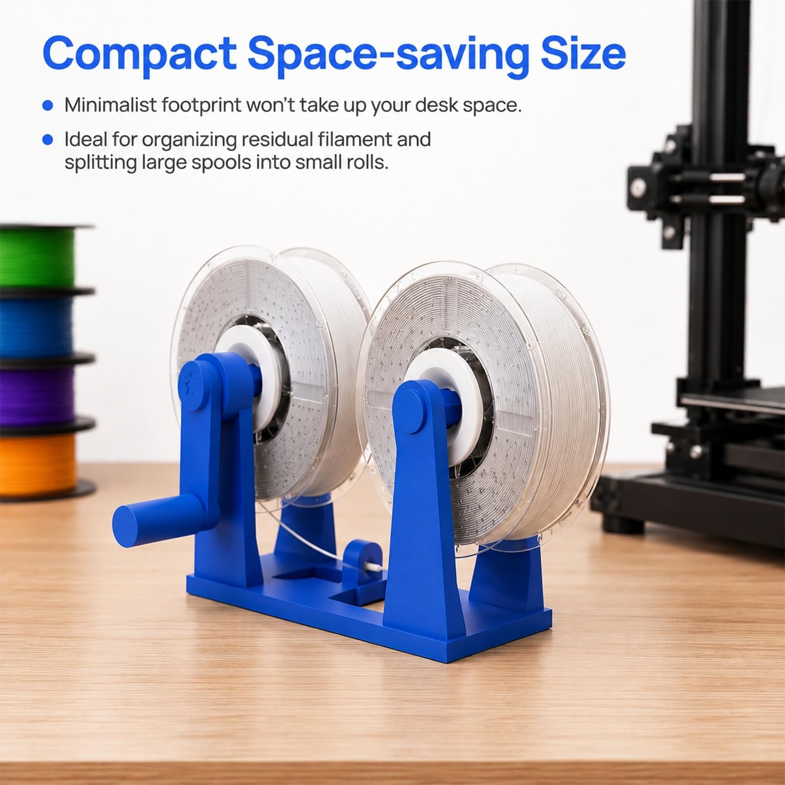 3d-filament-umspulmaschine, Handbetriebener 1-kg-spulenwickler, Doppelspulenhalterung, Filamentrollen-organizer, Integrierte Drahtbegrenzungsführung, Für 3d-druckstudios Und Heimwerkerprojekte