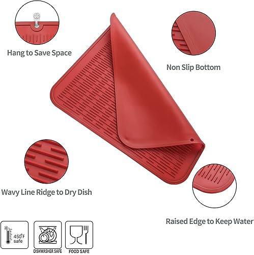 Miniatura 294 de Tapete de silicona para secado de platos para múltiples usos, fácil de limpiar, ecológico, resistente al calor, tapete de silicona para encimera