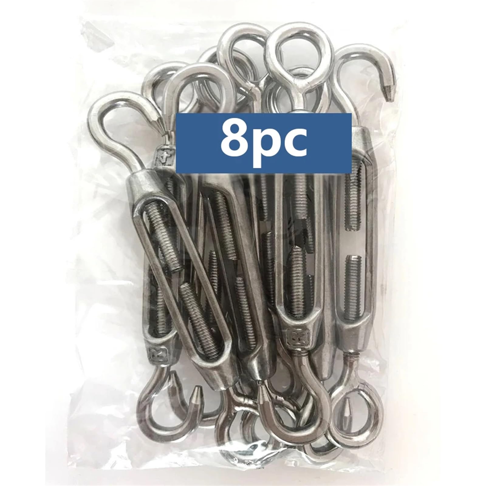 Tensor de alambre de acero inoxidable M4, 3 piezas, gancho y ojo(8pcs M4 0j)