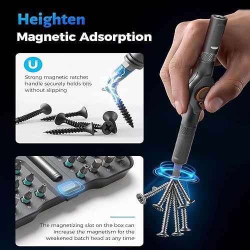 Miniatura 5 de Juego de destornilladores magnéticos 42 en 1, mini destornilladores de trinquete multibroca, herramientas manuales, kit de reparación de llave