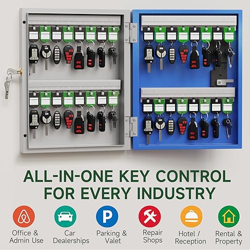 Miniatura 6 de WeHere Caja de 32 llaves (incluye soporte de pared, aplicación Bluetoothcontraseña de una sola vezcontrol remoto Wi-FiCódigo fijoDesbloqueo de