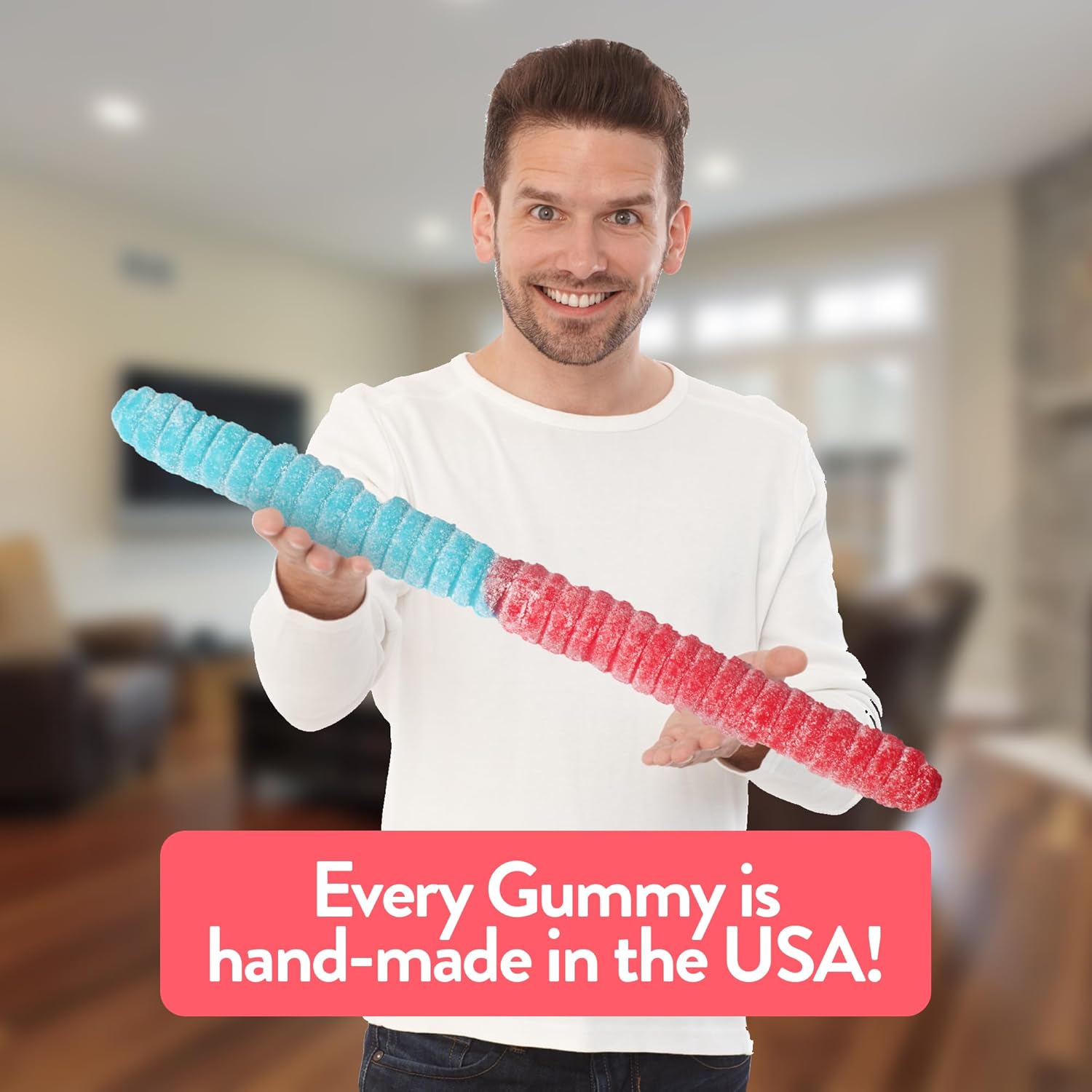 The Gummy Bear Guy | SOUR World's Largest Gummy Worm | Cherry/Blue Raspberry (Cherry/Blue Raspberry)